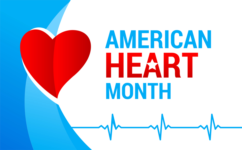American Heart Month concept with red heart